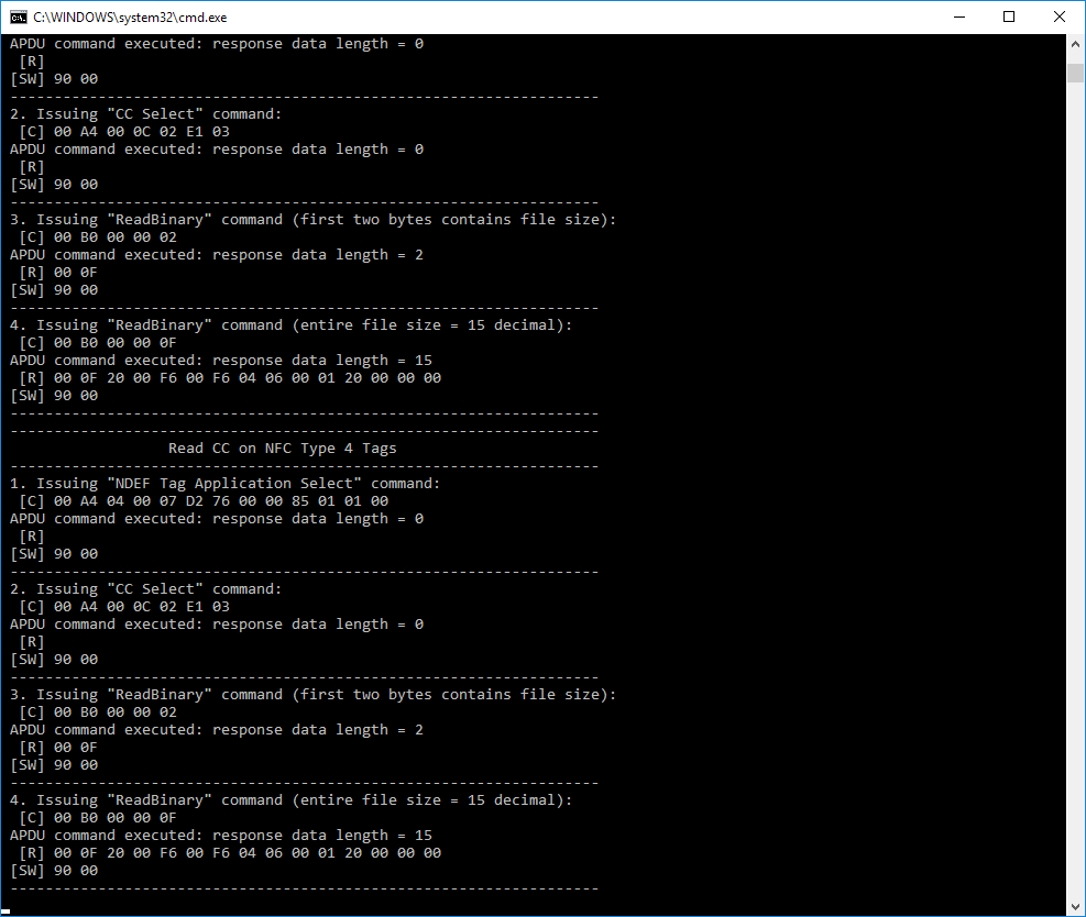 命令APDU avec uFR NFC阅读器