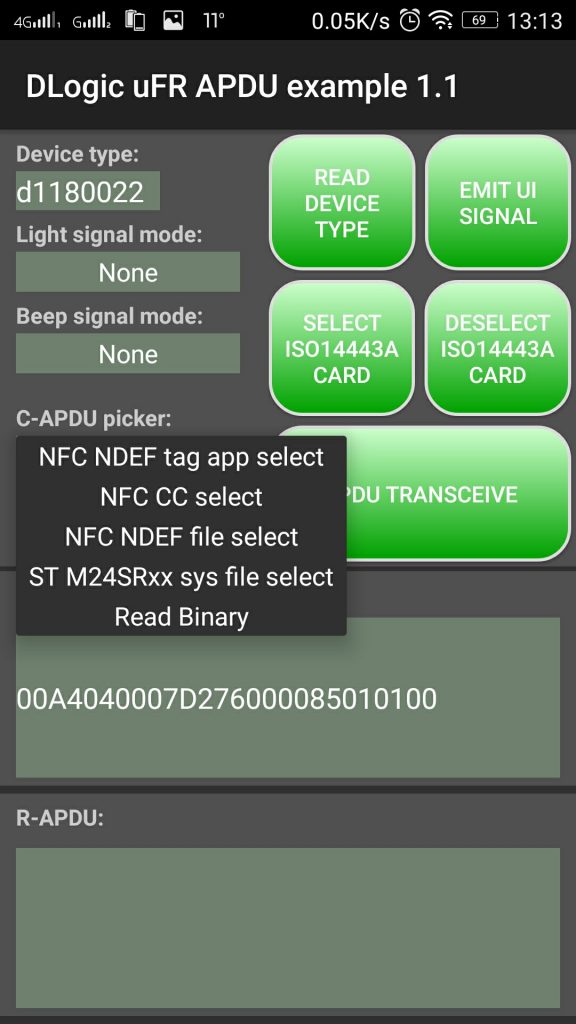 在Android上发送/接收非接触式APDU命令(APDU命令列表)