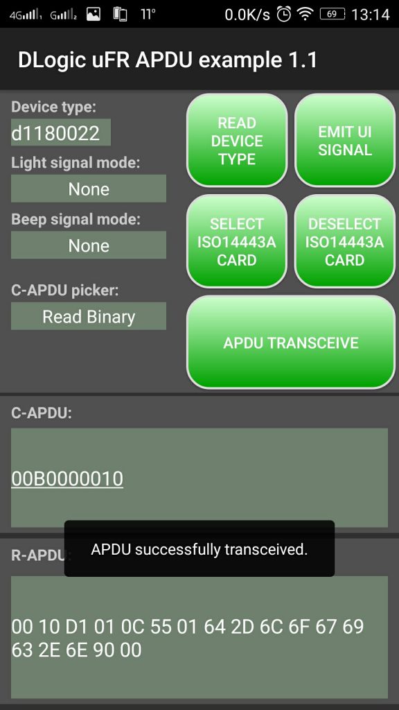 Android上发送/接收APDU命令(读取二进制NFC NDEF文件完整长度)