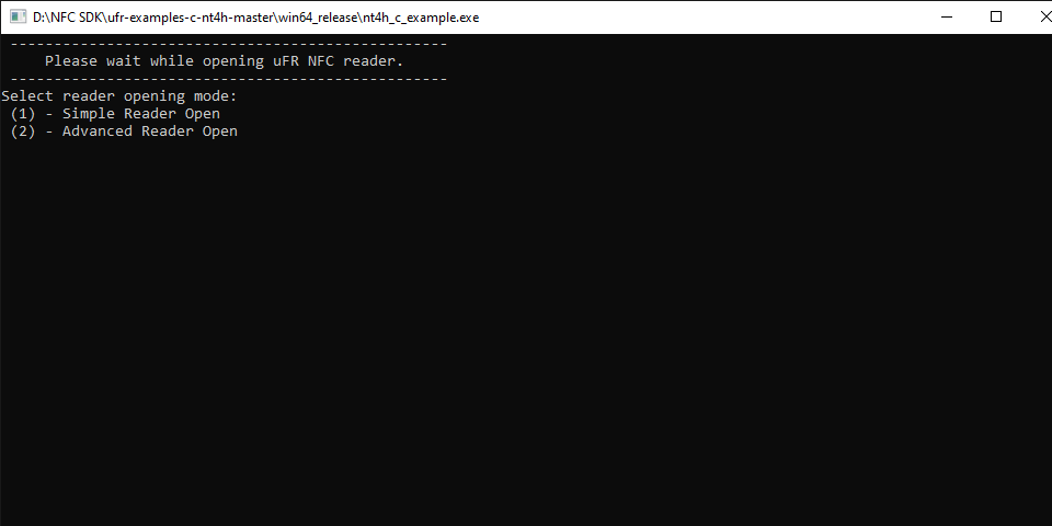 D NFC SDK ufr examples c nt4h master win64 release nt4h c example.exe 27 08 2020 13 36 18