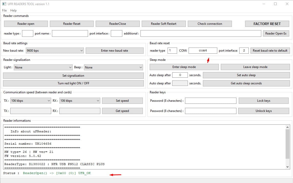 ufr readers tool reader reset open