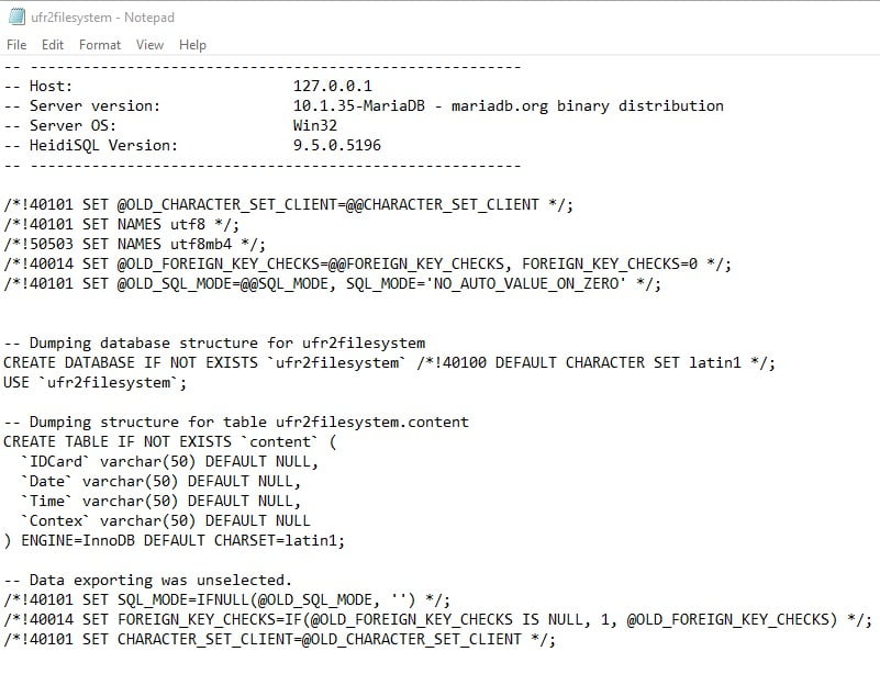 ufr2file master server sql