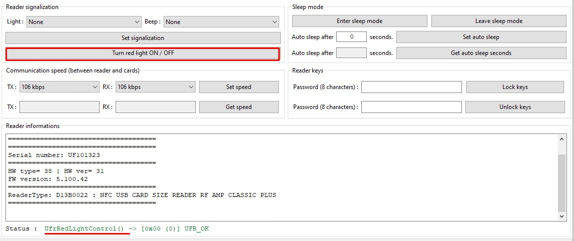 ufr readers tool red light